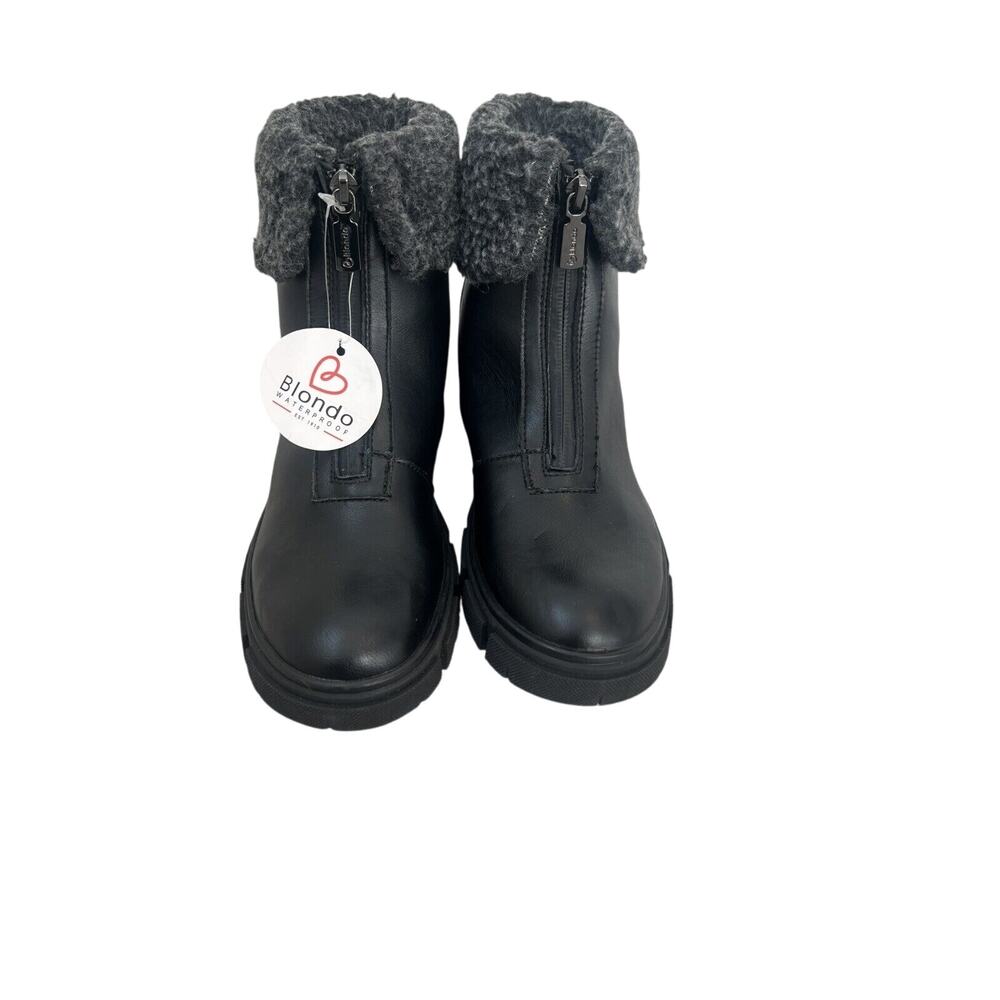 Blondo Plaka Waterproof Boot Size 6 Black Leather Lug Sole Fleece, NWOT - Picture 2 of 7
